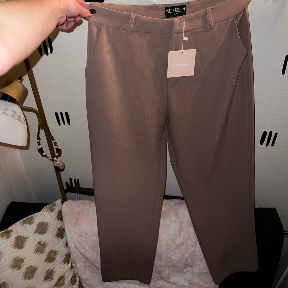 Taupe Straight Dress pants